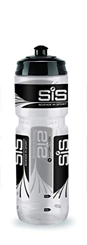 Science In Sport SIS Clear Sports Water Bottle, Plastic Water Bottle, Black Logo, Transparent Colour, 800 ml