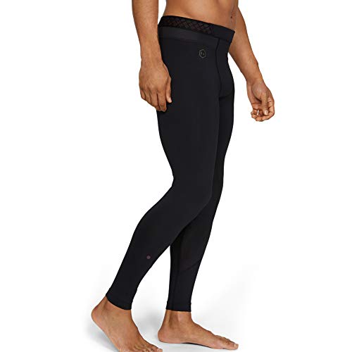 Under Armour UA Rush Sports Leggings for Men with Rush Technology, Light Men’s Running Tights with Compression Fit, Men Black, Black / / Black (001), Medium
