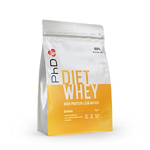 PhD Nutrition Diet Whey High Protein Lean Matrix, Banana Diet Whey Protein Powder, High Protein, 80 Servings Per 2 kg Bag