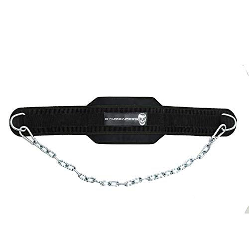 Gymreapers Dip Belt with Chain for Weightlifting, Pull Ups, Dips - Heavy Duty Steel Chain for Added Weight Training (Black)