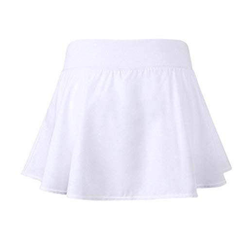 Women's Running Skirts Casual Gym Tennis Skort with Leggings, Outer Skirt & Base Layer Under Short White S
