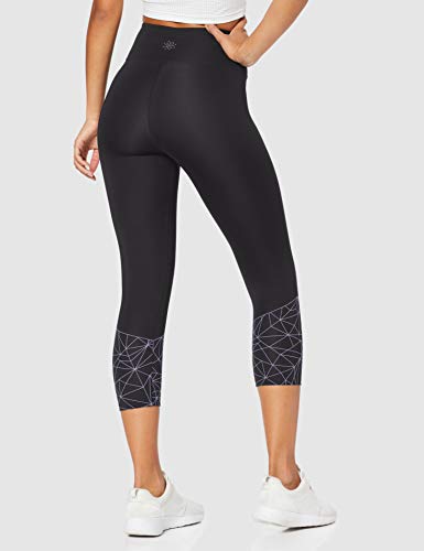Amazon Brand - AURIQUE Women's Cropped Sports Leggings, Black (Balck/Dahlia Purple), 14, Label:L - Gym Store | Gym Equipment | Home Gym Equipment | Gym Clothing