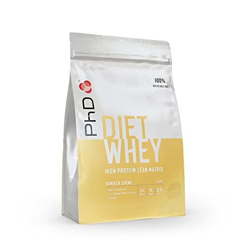 PhD Nutrition Diet Whey High Protein Lean Matrix, Vanilla Crème Diet Whey Protein Powder, High Protein, 40 Servings Per 1 kg Bag