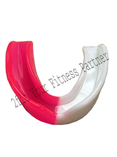 2Fit ® Adults & Kids Senior/Junior Gum Shield & Case Mouth Guard Boxing MMA Senior Junior Rugby Sports Protection Adult Kids (PINK & WHITE, Junior)