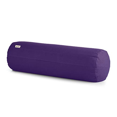 Basaho Yoga Bolster | Organic Cotton | Buckwheat Hulls | Removable Washable Cover (Pure Purple)