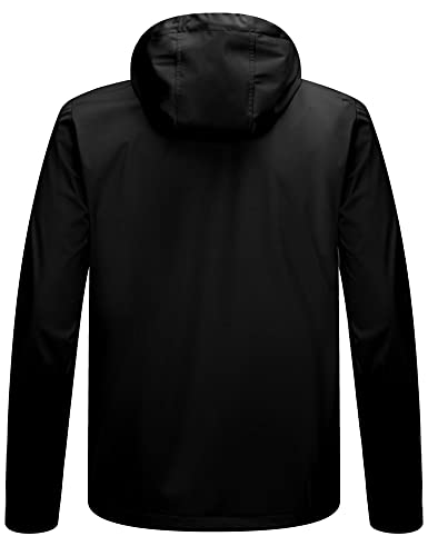 Little Donkey Andy Men's Hooded Softshell Jacket for Trail, Travel and Hiking, Windproof, Water Resistance Black Size XL