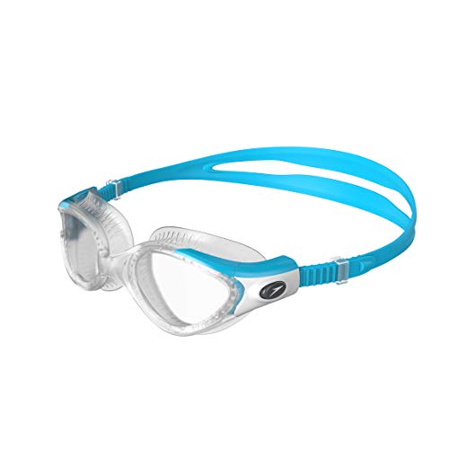 Speedo Women's Futura Biofuse Flexiseal Swimming Goggles, Extra Comfort, Cushioned Fit, Blue and Clear, One Size