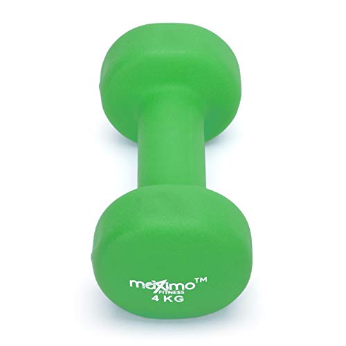 Neoprene Dumbbell Weights (Sold as One Pair) - 0.5kg, 1kg, 2kg, 3kg, 4kg, 5kg - Perfect Hand Weights for Strength Building, Muscle Toning, Home Gym and Rehabilitation. (Green - 4kg x 2)