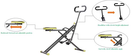 Niceday Upright Rower Ride | Indoor Fitness | Home Squat Exercise Training | Target Chest and Glutes | Adjustable Angles for various levels | Comfortable Handlebar and Seat | Squat Form Assistant