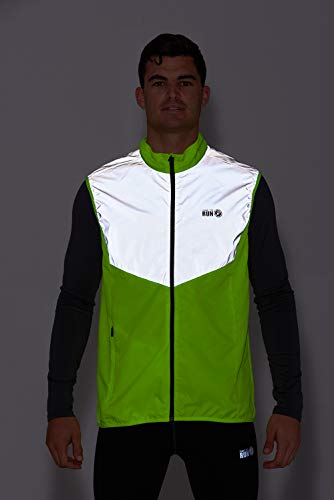 Time To Run Men's Lightweight High Vis Reflective Running/Cycling/Walking Bib Sports Vest Gilet With Pocket Medium 40