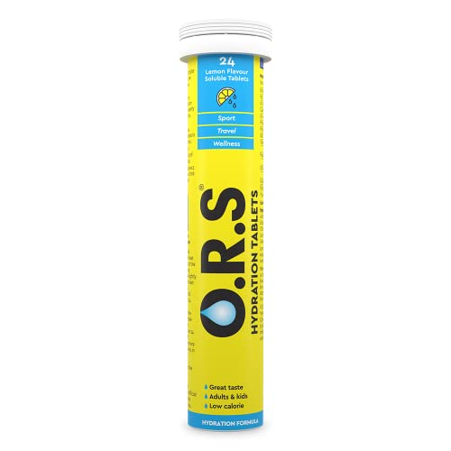 O.R.S Hydration Tablets with Electrolytes, Vegan, Gluten and Lactose Free Formula – Natural Lemon Flavour, 24 Tablets