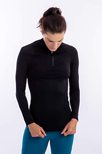Sundried Womens Half Zip Fitness Jacket Base Layer Black Long Sleeve Running Top (Black, L) - Gym Store | Gym Equipment | Home Gym Equipment | Gym Clothing