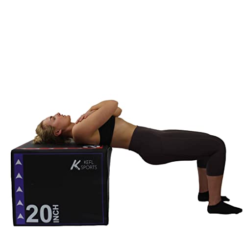 KEFL 3 IN 1 Soft Plyo Jump Box, Plyometric Aerobic Jump Box for Intense Cardio, Cross Training for Gym, Home, Fitness workout - 3 sides, 76cm x 61cm x 51cm (30" X 24" X 20") - Gym Store
