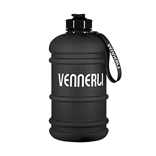 2.2L Water Bottle, Extra Strong Leakproof BPA Free 2.2 Litre Large Water Jug Half Gallon Hydrate Sturdy Ideal for Adults Men Family Sport Gym Fitness Outdoor Cycling Bodybuilding 73oz (Black)