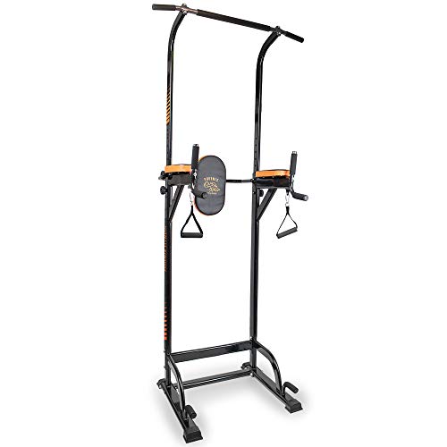 Phoenix Fitness RY1047 Pull Up Station, Power Tower Workout Multi-Functional Workout Cage, Pull Up, Chin Up, Knee Raise, Dip, Push Up Exercises, Orange and Black