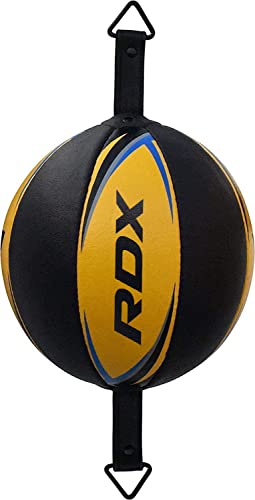 RDX Double End Speed Ball Leather Boxing Speed Bag MMA Dodge Ball Punching Training Floor to Ceiling Rope Workout