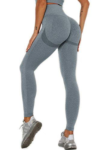 CROSS1946 Leggings for Women Butt Lift,Yoga Pants Sport Workout Sexy Seamless High Waisted Compression Gym Exercise Tights (#2 Grayish Blue, S)
