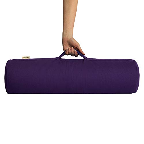 Basaho Yoga Bolster | Organic Cotton | Buckwheat Hulls | Removable Washable Cover (Pure Purple)