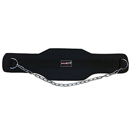 Aasta Pro Weight Lifting Dip Belt With Metal Chain with 7.5 inch Back Support, Double Stitched