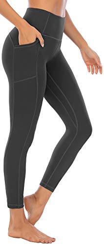Ovruns High Waisted Yoga Pants - Gym Sports Running Workout Yoga Leggings With Pocket Lift Compression Tummy Control Ladies Yoga Leggings - Grey - M