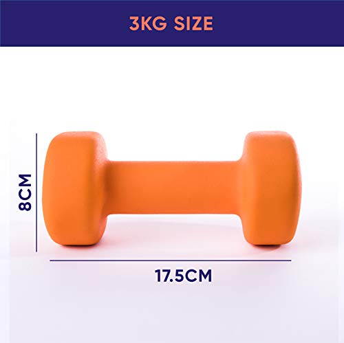 KG Physio Dumbbells Set Of 3kg Weights (sold as a pair) A3 Poster - Weights available - 1Kg, 2Kg, 3Kg, 4Kg, 5Kg, 6kg, 8kg, 10kg (Neoprene)