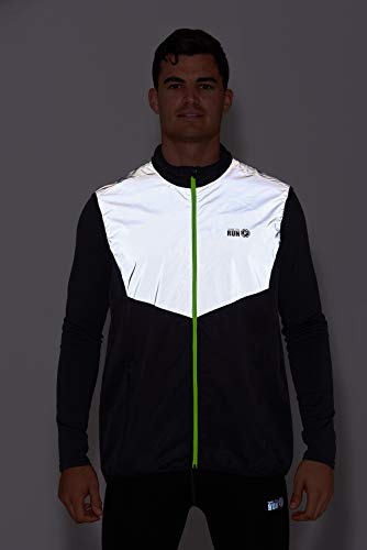Time To Run Men's 2019 High Visibility Reflective Spirit Lightweight Running Gilet Large Charcoal/Silver