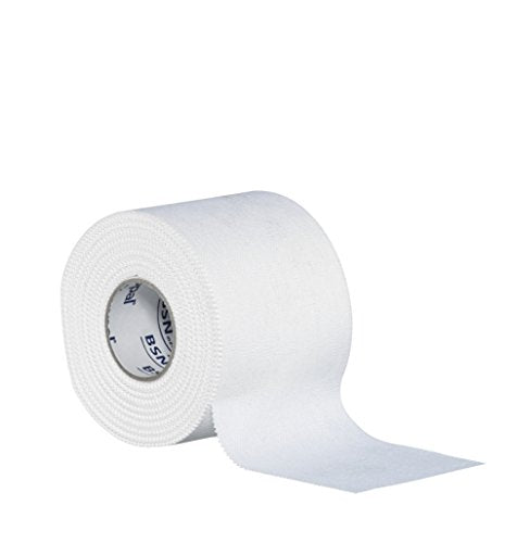 BSN Strappal Zinc Oxide Tape, Easy Tear Athletic Sports Tape, Strong Rigid Strapping Tape for Sports Injuries and Support, Hypoallergenic, Strong Adhesion, Conforming, 5 cm x 10 m, White