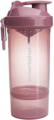 Smartshake Original2Go One Protein Shaker Bottle With Storage – 800ml BPA Free Large Gym Shake Bottles for Women Leakproof Water Bottle for Protein Shakes (Deep Rose (Deep Rose Pink))