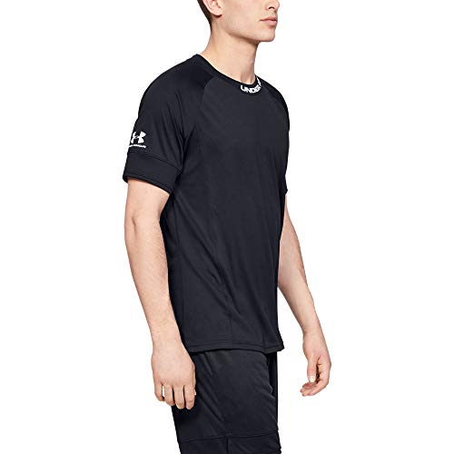 Under Armour Challenger III Training Top, Breathable Sport T Shirt, Sports Top Men, Black (Black/White (001)), L