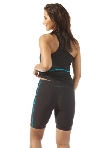 Ultrasport Women's Short Quick-Dry-Function Running Tights - Black/Turquoise, X-Large