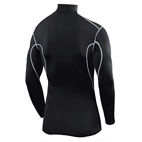 TCA Men's Pro Performance Compression Base Layer Long Sleeve Thermal Top - Mock Neck - Black, XL - Gym Store