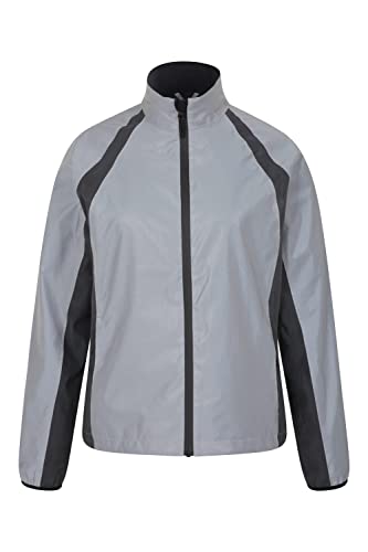 Mountain Warehouse Shine Womens Reflective Jacket - Waterproof Ladies Cycling & Running Jacket, Scooped Back, Underarm Zips - Ideal for Sports & Camping Silver 10