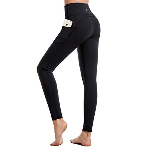 CAMBIVO Yoga Pants for Women, Gym Leggings Workout Leggings with Pockets, High Waisted Women Sports Running Tights Black