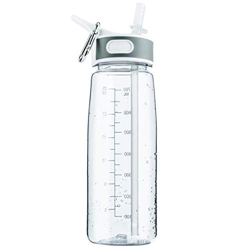 Personalised Water Bottle With Straw - 800ml - Love Drinking - School Water Bottles - Gym Bottle - Bpa Free - Metal Clip For Island Cycling Sports - Stay Cool Add Your Custom Name Bottled (Clear)
