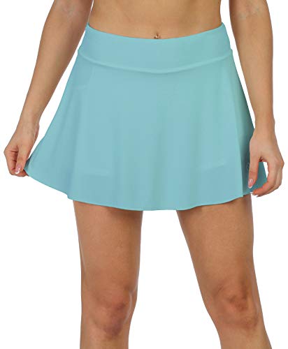 icyzone Athletic Skirts for Women with Shorts - Workout Running Golf Tennis Skorts with Pockets (S, Pool Blue)