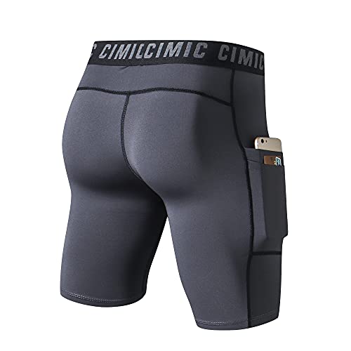 frueo 3 Pack Mens Compression Shorts Quick Dry Running Shorts for Men with Phone Pocket Sport Shorts for Training Riding Gym（0409） 3Gray-S