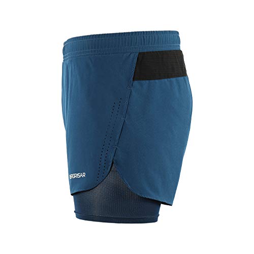 BERGRISAR Men's Active Workout Running Shorts 2 in 1 008 Blue Size X-Large