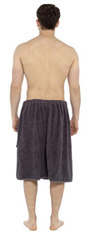 CityComfort Changing Robe for Men, Wrap Around Gym Towel in Soft 100% Terry Towelling Cotton, Towelling Bathrobe Wraps for Spa, Fitness, Travel, Bath, Sauna, Shower, Beach, Swimming (L/XL, Dark Grey)
