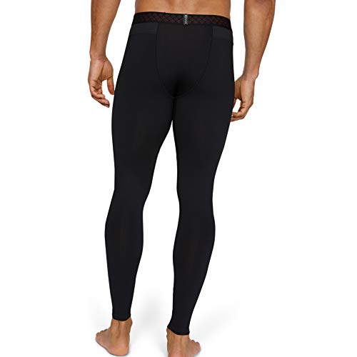 Under Armour UA Rush Sports Leggings for Men with Rush Technology, Light Men’s Running Tights with Compression Fit, Men Black, Black / / Black (001), Medium
