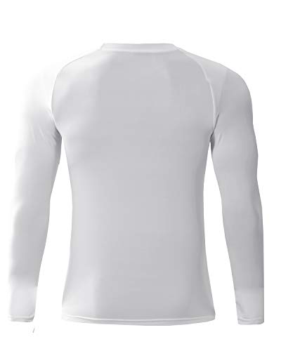 LNJLVI Men's Compression Shirts Base Layer Running Longs Leeve Tops(White,S)