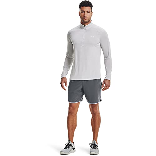Under Armour Men's Tech 2.0 1/2 Versatile Warm Up Top for Men Light and Breathable Zip Up Top Working Out, Halo Gray/White, M UK