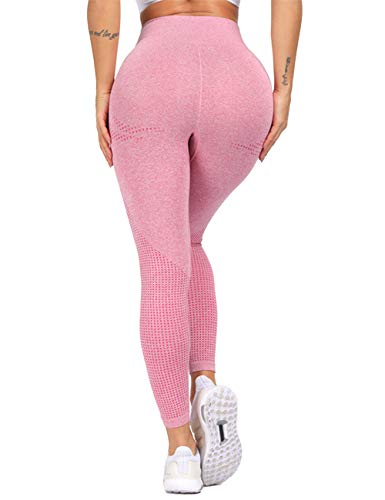 FITTOO Women's High Waist Sports Yoga Pants Seamless Push Up Gym Workout Fitness Leggings, Pink, S - Gym Store | Gym Equipment | Home Gym Equipment | Gym Clothing