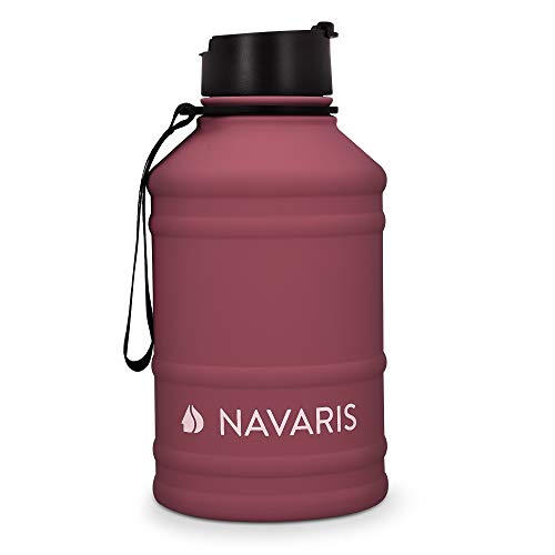 Navaris Stainless Steel Water Bottle - 2.2 Litre Large Metal Sports, Camping, Gym Canteen for Drinking Water, Liquid, Drinks