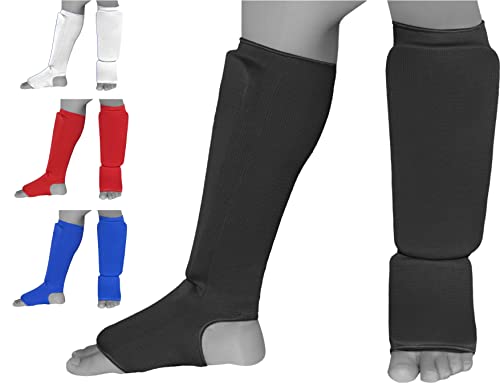 Shin Guards - Ideal Fit and Padding | shin Protection for Kicks in Kickboxing, MMA, Muay Thai and Other Combat Sports (M, Black)