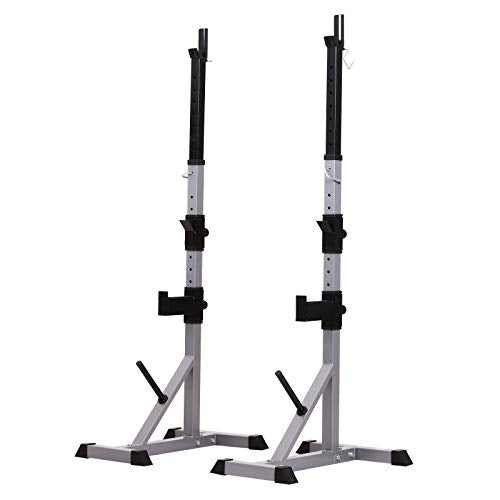HOMCOM Weights Bar Barbell Rack Squat Stand Adjustable Portable Weight Lifting Suitable For Home Gym Training Work Out - Gym Store
