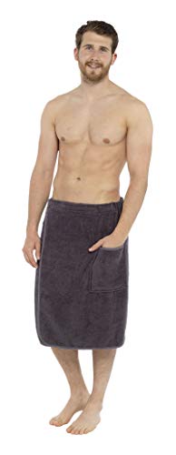 CityComfort Changing Robe for Men, Wrap Around Gym Towel in Soft 100% Terry Towelling Cotton, Towelling Bathrobe Wraps for Spa, Fitness, Travel, Bath, Sauna, Shower, Beach, Swimming (L/XL, Dark Grey)