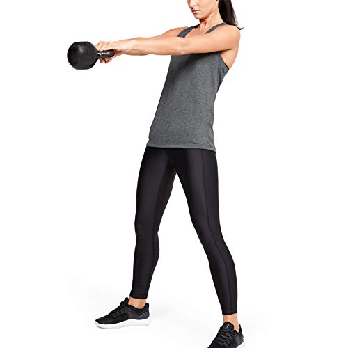 Under Armour Women's Tech - Solid Tank Top for Sport Loose Fit Gym Vest, (Carbon Heather/Metallic Silver (090)), M UK
