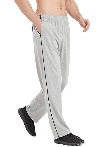 MoFiz Mens Gym Joggers Trousers Jogging Tracksuit Bottoms Athletic Running Sweat Pants with Pockets Grey Size M