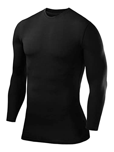 PowerLayer Men's Compression Base Layer Top Long Sleeve Under Shirt - Black, M - Gym Store
