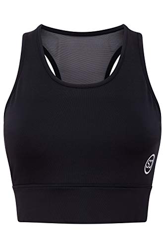 Sundried Sports Bra Crop Top Womens Training Top Running Gym Workout Yoga (Black, L)